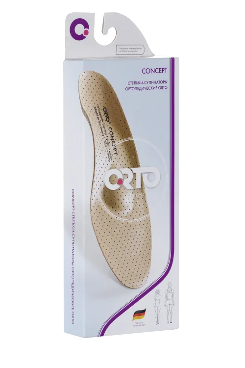 Стельки Orto Concept ортопедические из натуральной кожи бежевый р 39, пара