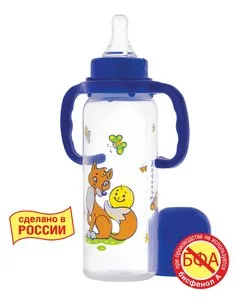 Курносики Бутылочка полипроп. с ручками соска силикон 6+ 250 мл (11139)