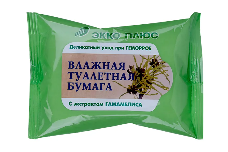 Туалетная бумага Экко Плюс влажная с экстрактом гамамелиса 20 шт