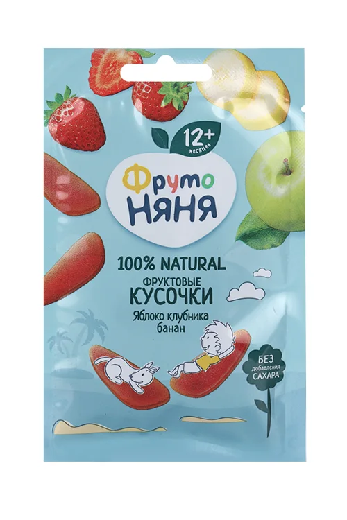 Кусочки Фрутоняня фруктовые яблоко / клубника / банан, 15 г