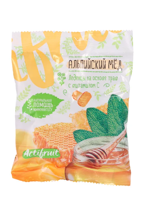 Леденцовая карамель Актифрут Альпийский мед с витамином С 60 гр