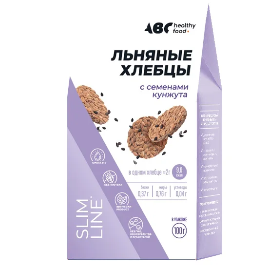 АВС хэлси фуд хлебцы льняные с семенами кунжута 100 гр