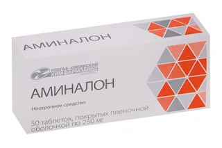 Аминалон 250 мг 50 шт таблетки покрытые пленочной оболочкой