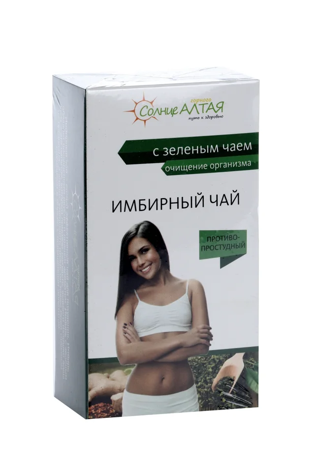 Имбирный чай Солнце Алтая очищение организма с зеленым чаем 1,5 гр 20 шт