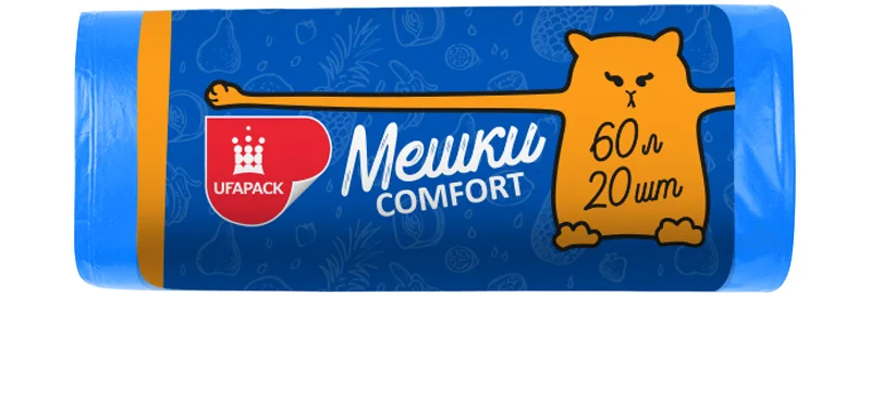 Пакеты Ufapack для мусора синие 60 л 20 шт