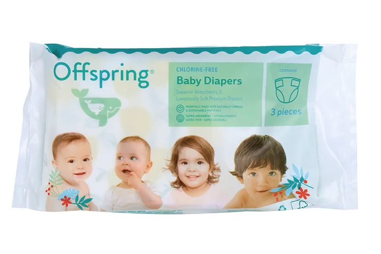 Подгузники Offspring Тревел пак NB (2-4 кг) 3 шт три расцветки