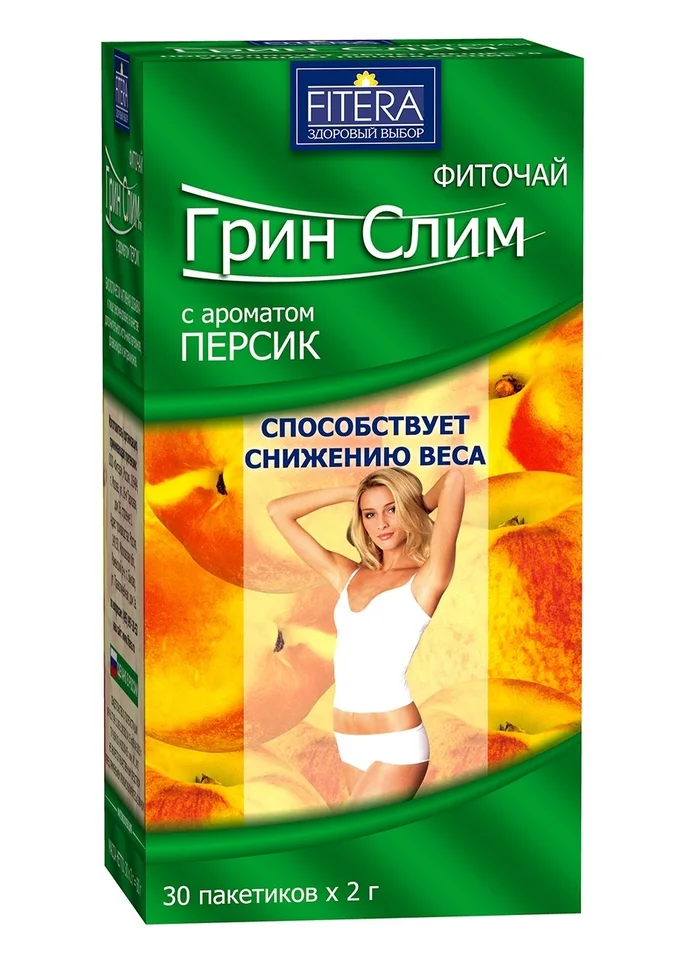 Грин Слим чай персик ф п 2 гр 30 шт
