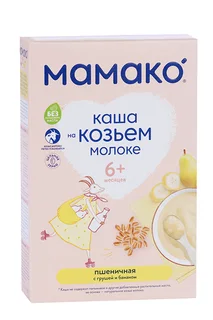 Каша Мамако пшеничная с грушей и бананом на козьем молоке 200 гр