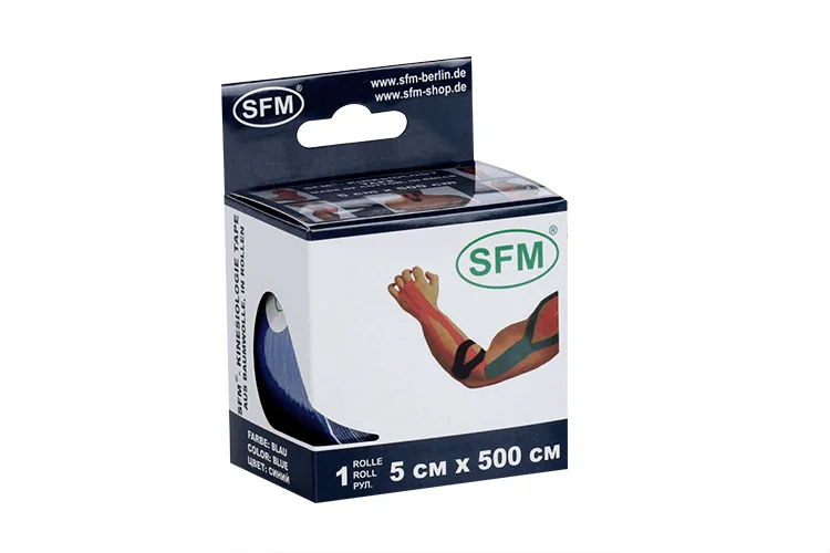 Лейкопластырь SFM-Plaster ме для фикс для кинезиол тейпир в диспенсере 5×500 см синий