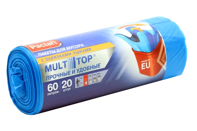 Мешки Paclan Multitop для мусора в рулоне синий 60 л 20 шт