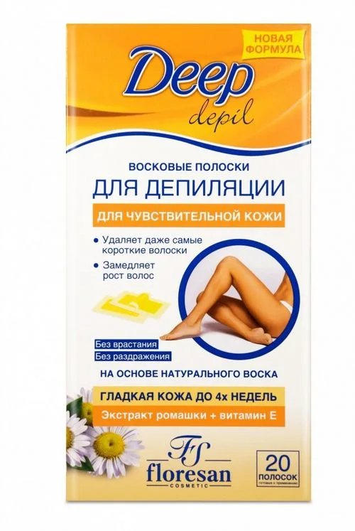 Восковые полоски Флоресан Depil с ромашкой для депил для чувст кожи 20 шт (Ф484А)