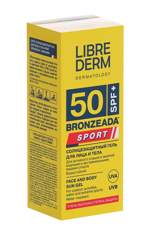 Гель Либридерм Бронзиада Спорт cолнцезащит для лица и тела SPF50 50 мл