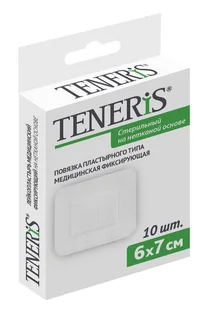 Повязка пластырн Тенерис 6×7 см мед фиксир на нетканой основе, 10 шт