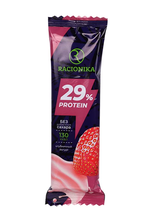 Батончик Рационика Protein Клубничный йогурт неглаз / высокобелковый, 45 г