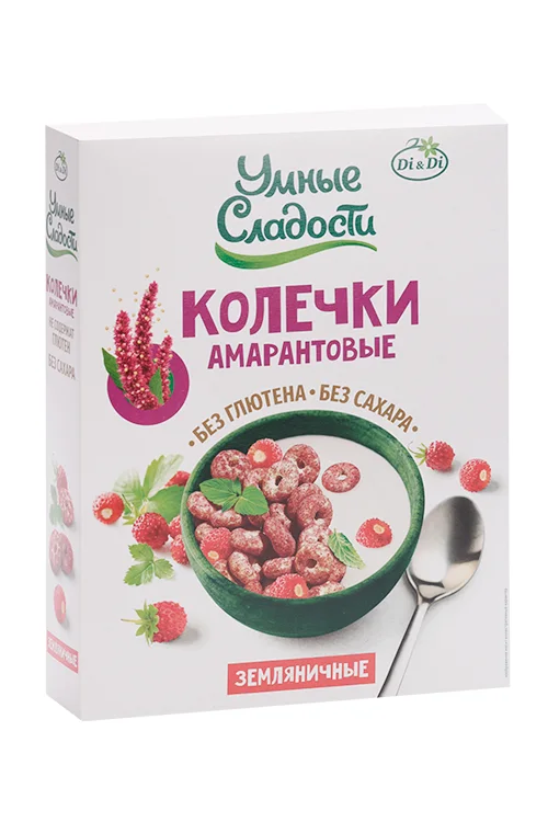 Колечки Умные сладости Земляничные амарантовые без сахара без глютена 150 гр