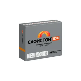 Сафистон Дуо 400 мг+325 мг, 10 шт, таблетки диспергируемые