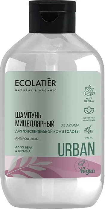 Мицеллярный шампунь для чувствительной кожи головы алоэ вера & вербена 600 мл Ecolatier