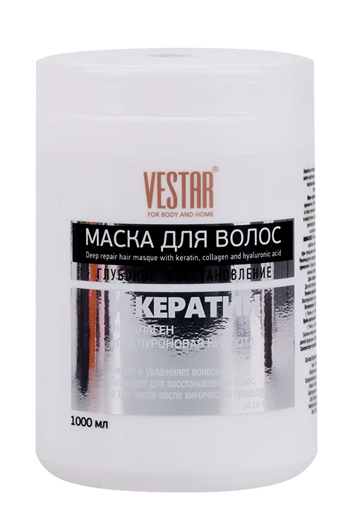 Маска Vestar для волос глубокое восстановление кератин / коллаген / гиалурон кислота 1 л