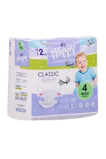 Подгузники Bella baby Happy classic Maxi с эластич боковинками (8-18 кг) 12 шт