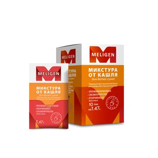 Микстура от кашля для детей сухая 1,47 гр 10 шт порошок для приготовления раствора для приема внутрь Мелиген