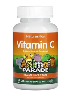 Витамин С NaturesPlus Animal Parade со вкусом апельсинового сока без сахара 90 шт таблетки жевательные