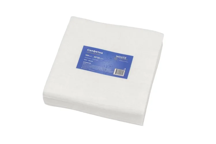 Салфетка 20*20 пачка White line белый 100 штук