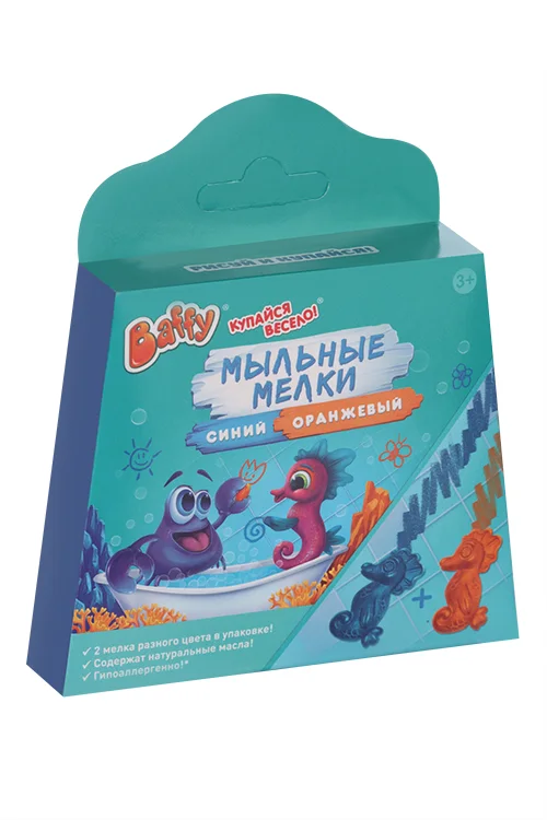 Мелок Baffy мыльный оранжевый+синий детский 2 шт