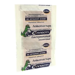 Лейкопластырь С-Пласт бактериц на нетканой основе с р-ом хлоргекс биглюк телес 6×10 см