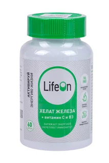 Хелат Желаза+ Витамин С и В3 LifeOn, 60 шт, капсулы
