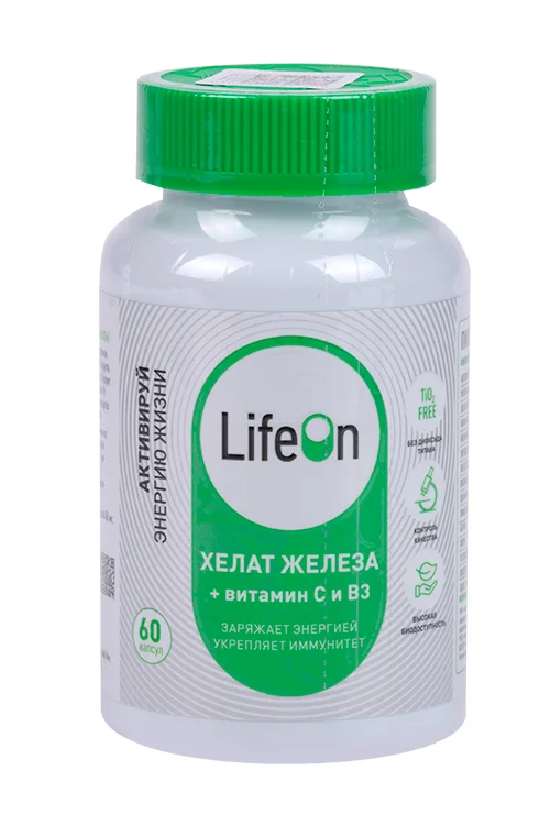 Хелат Желаза+ Витамин С и В3 LifeOn, 60 шт, капсулы