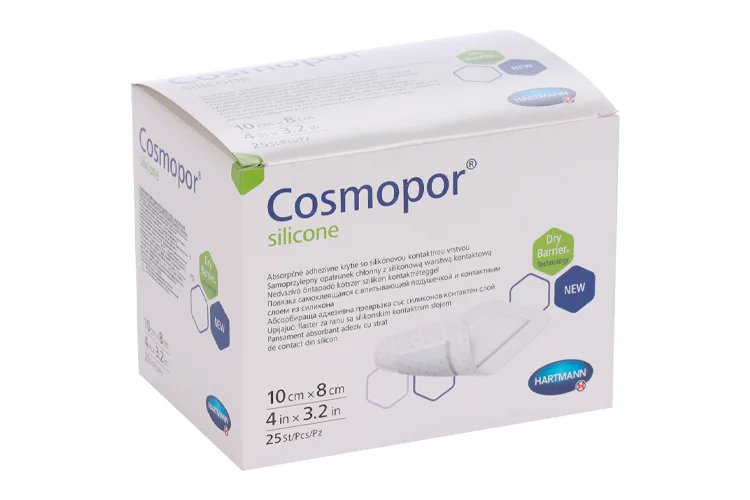 Повязка Cosmopor silicone с контактным слоем из силикона пластырный тип 10×8 см 25 шт