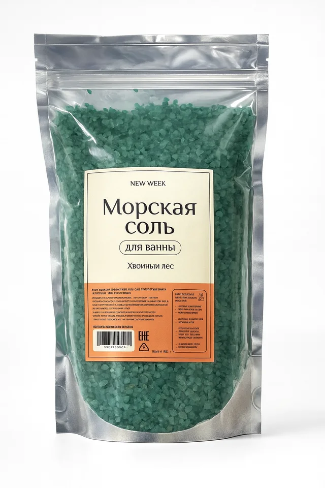 Морская соль для ванны цветная "Хвойный лес" NEW Week 0,8 кг 1 шт