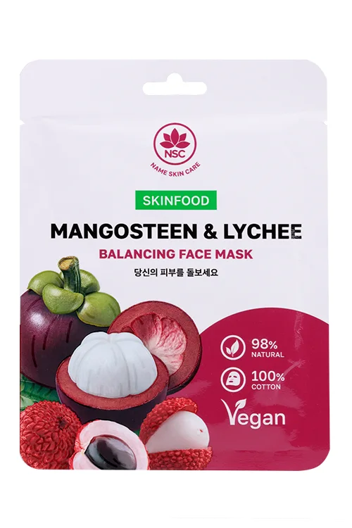 Маска NSC Skinfood тканевая мангостин и личи для лица, 22 г