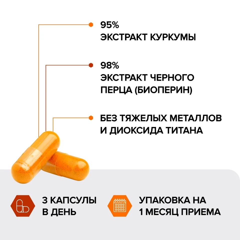 Куркумин 95% с биоперином,Risingstar,антиоксидант / иммунитет / женщин / витамин для пищеварения / кожи / от прыщей / очищение,500 мг 90 шт