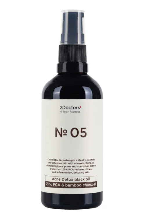 Черное гидрофильное масло 2Doctors с цинком №05 Acne detox black oil 100 мл