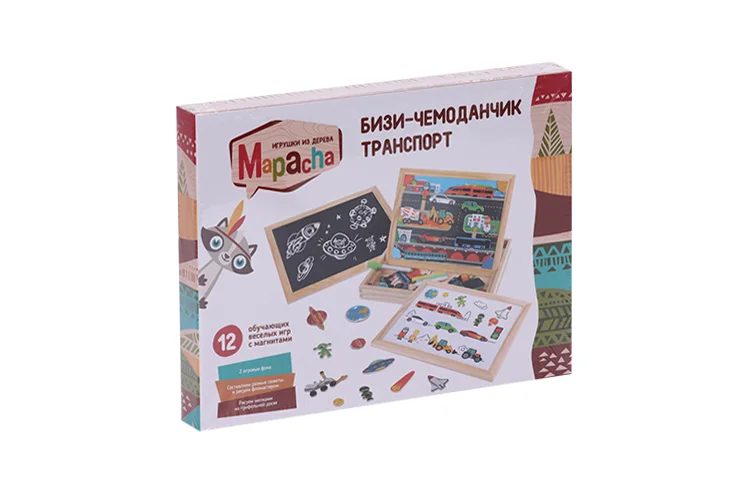 Игрушка-доска Mapacha Бизи-чемоданчик Транспорт магнитная для рисования