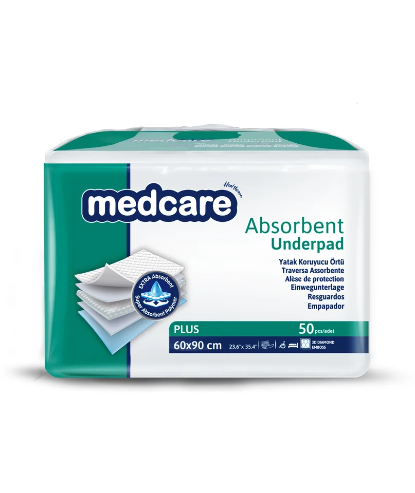 Пеленки Medcare Plus 60×90 см. 5 слойные 50 шт. 3D