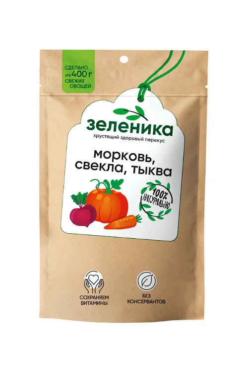 Полезный перекус из моркови, свеклы и тыквы Зеленика, 50 г