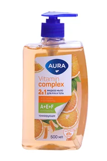 Мыло жид Aura Vitamin Complex 2в1 Апельсин и витамины для рук / тела 500 мл