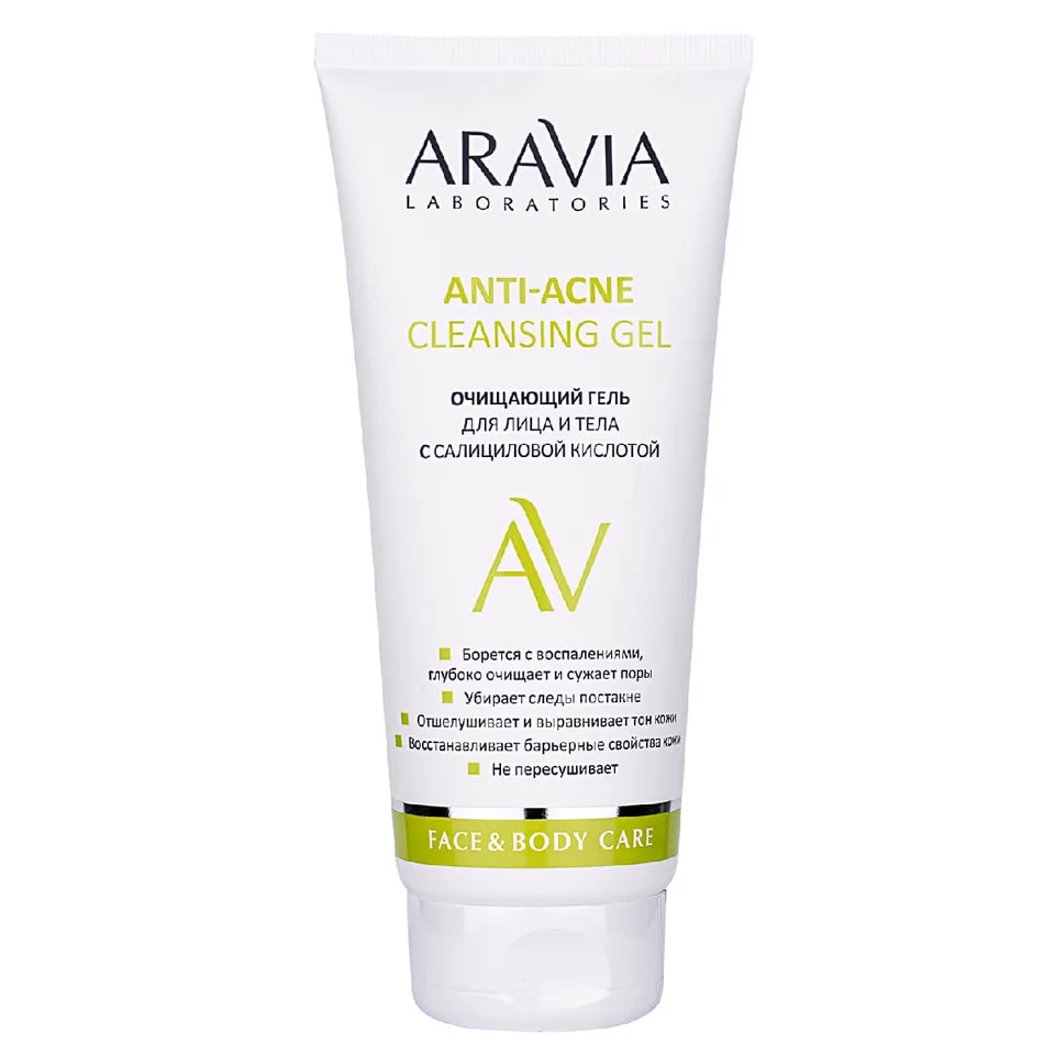 "Aravia Laboratories" Очищающий гель для лица и тела с салициловой кислотой Anti-Acne Cleansing Gel 200 мл