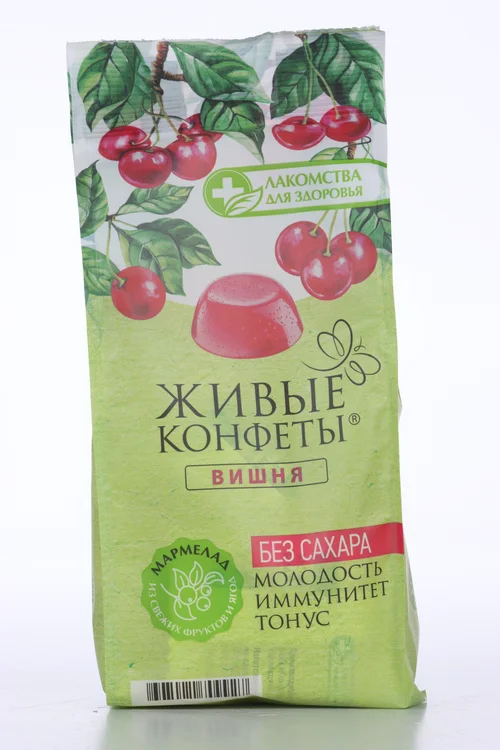 Мармелад Живые конфеты вишня без сахара 170 гр