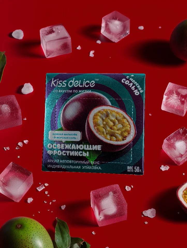 Конфеты-леденцы без сахара Kiss Delice со вкусом Нежная маракуйя и морская соль,50г