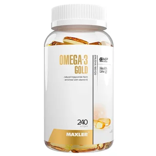 Омега-3 Голд с витамином Е (Omega-3 Gold), 240 капсул, Maxler