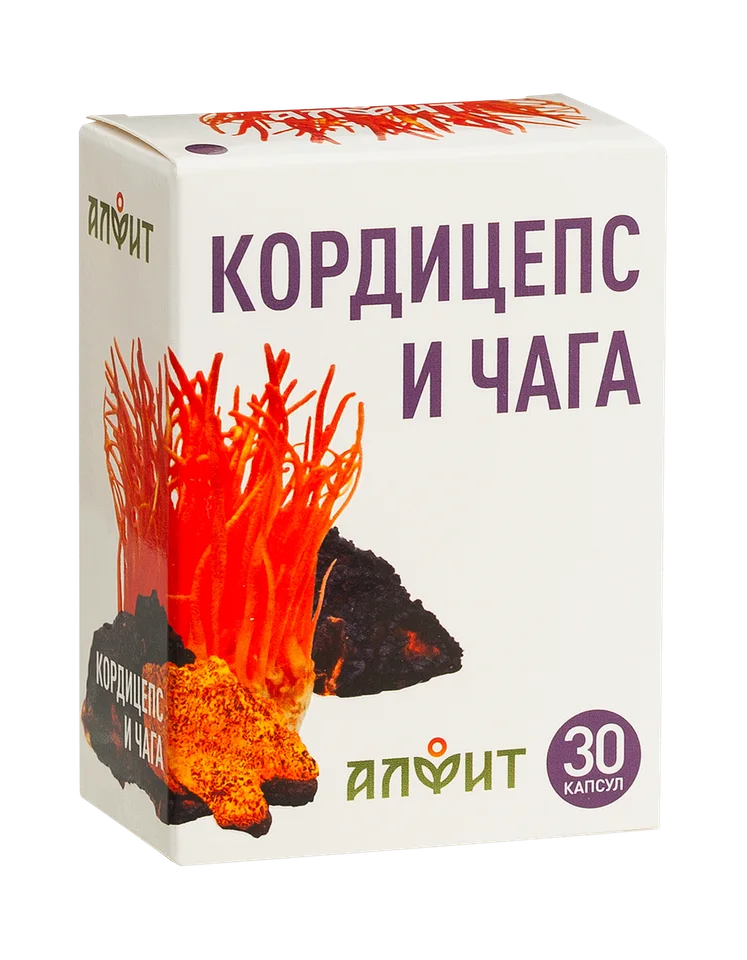 БАД Алфит Кордицепс и чага 30 капсулы по 500 мг