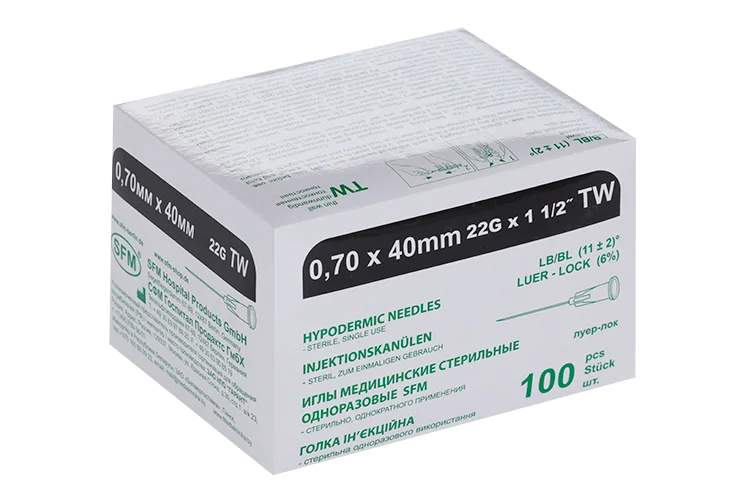 Игла инъекц СФМ 22G (0,70×40 мм) 100 шт