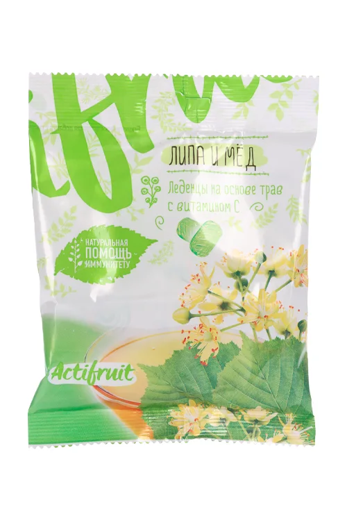 Леденцовая карамель Актифрут Липа-мед с витамином С 60 гр (4620760951730)