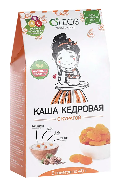 Каша Олеос кедровая с курагой 40 гр 5 шт