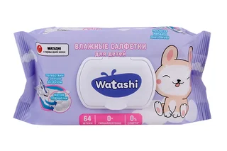 Салфетки Watashi влажные для детей big-pack с крышкой (с 0 мес), 64 шт