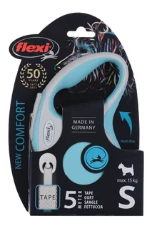 Поводок-рулетка Flexi New Comfort для собак max 15 кг лента S 5 м голуб / серый