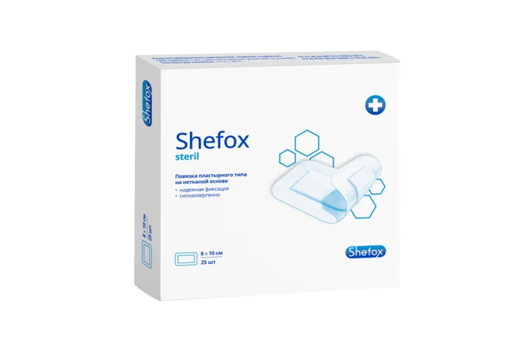 Повязка Shefox пластырного типа на нетканой основе 8×10 см 25 шт